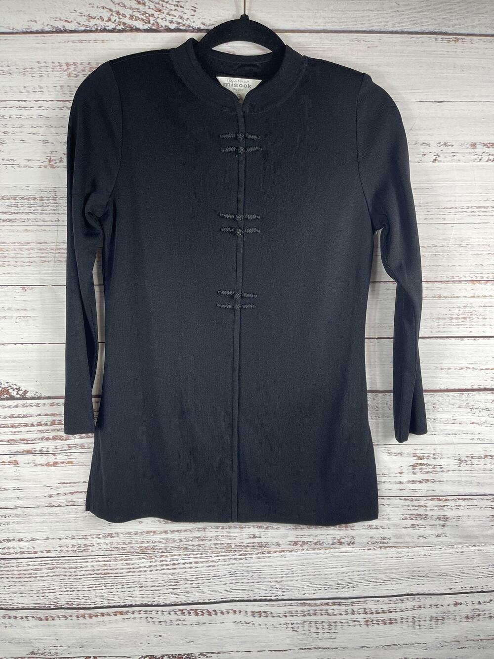 Misook Jacket Womens XS Mandarin Collar Tunic Knit Sweater Padded Asian Inspired